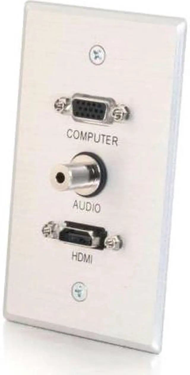 Alt view image 4 of 7 - C2G 41034 SINGLE GANG HDMI  HD15 VGA  AND 3.5MM WALL PLATE - BRUSHED ALUMINUM
