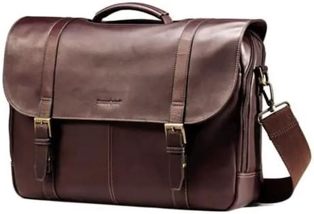 Alt view image 17 of 20 - Samsonite Columbian Leather Flapover Laptop Case