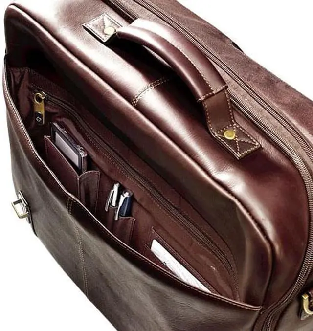 Alt view image 18 of 20 - Samsonite Columbian Leather Flapover Laptop Case