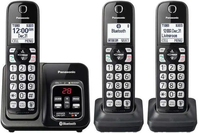 Alt view image 2 of 17 - Panasonic - KX-TGD563M - Panasonic Link2Cell KX-TGD563M Bluetooth/DECT 6.0 1.93 MHz Cordless Phone - Metallic Black -