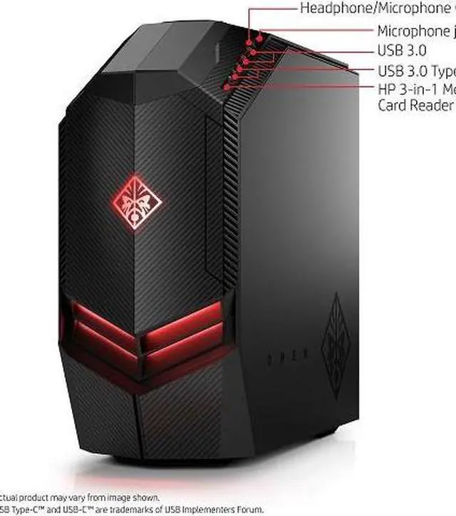 Alt view image 3 of 8 - HP Desktop Computer Omen 880-020 AMD Ryzen 5 1400 8GB DDR4 1TB HDD 256GB SSD AMD Radeon RX 580 Windows 10 Home