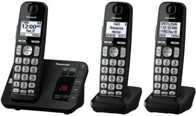 Alt view image 6 of 8 - Panasonic KX-TGE433B 3 Handset Cordless Phone
