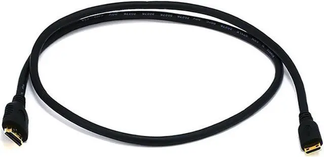 Alt view image 6 of 16 - Monoprice High Speed HDMI Cable - 6 Feet - Black | Blackwith HDMI Mini Connector, 4K @ 24Hz, 10.2Gbps, 30AWG