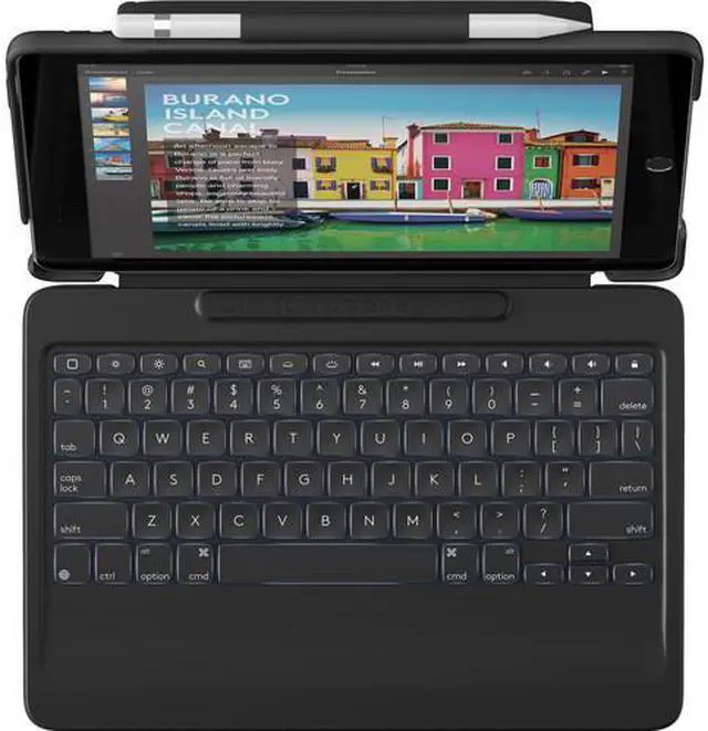 Alt view image 3 of 20 - Logitech Slim Combo Keyboard/Cover Case (Folio) for 10.5" Apple iPad Pro Tablet - Black - Spill - x