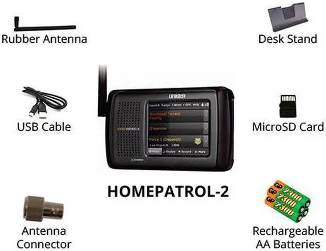 Alt view image 9 of 15 - Uniden Homepatrol-2 Color Touchscreen Scanner w/ 4 GB MicroSD Card