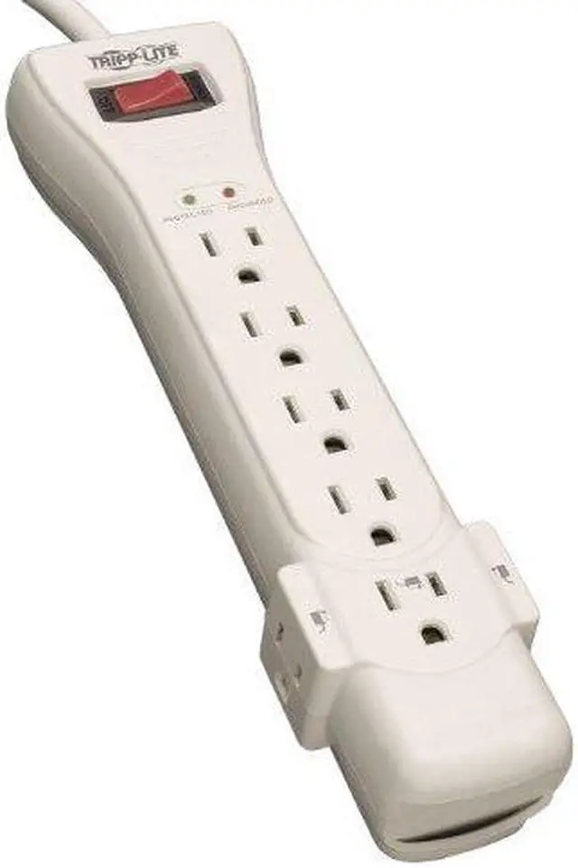 Alt view image 6 of 20 - Eaton Tripp Lite Series Protect It! 7-Outlet Surge Protector, 7 ft. Cord with Right-Angle Plug, 2160 Joules, Diagnostic LEDs, Light Gray Housing - 7 x NEMA 5-15R - 1800 VA - 2160 J - 120 V AC Input - 120 V AC Output - 7 ft