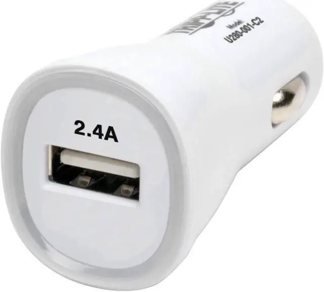 Alt view image 10 of 14 - Tripp Lite U280-001-C2 White USB Tablet / Phone Car Charger, 5V / 2.4A