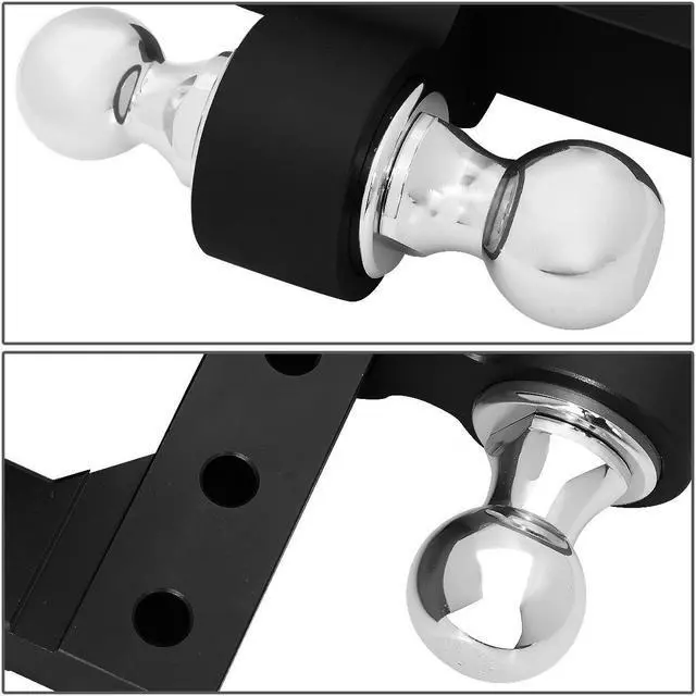 Alt view image 4 of 6 - DNA Motoring HITCH-ALU-001-BK Aluminum 6"Drop Adjustable Dual Ball Tow Towing Hitch fits 2" Trailer Receiver (Black)