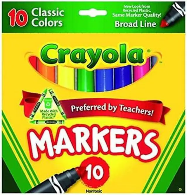 Alt view image 9 of 20 - Crayola Non-Washable Markers Broad Point Classic Colors 10/Set 587722