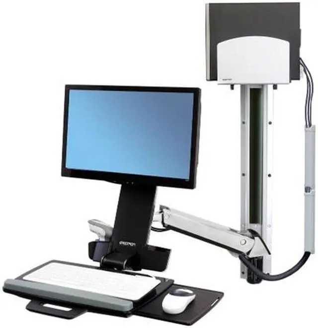 Alt view image 6 of 13 - Ergotron StyleView Sit-Stand Combo System With Medium Silver CPU Holder - Mounting kit (articulating arm, wall track mou