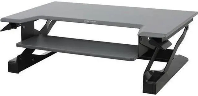 Alt view image 4 of 20 - Ergotron 33-397-085 WorkFit-T, Standing Desk Workstation (Black with Grey Surface)