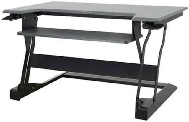 Alt view image 3 of 20 - Ergotron 33-397-085 WorkFit-T, Standing Desk Workstation (Black with Grey Surface)