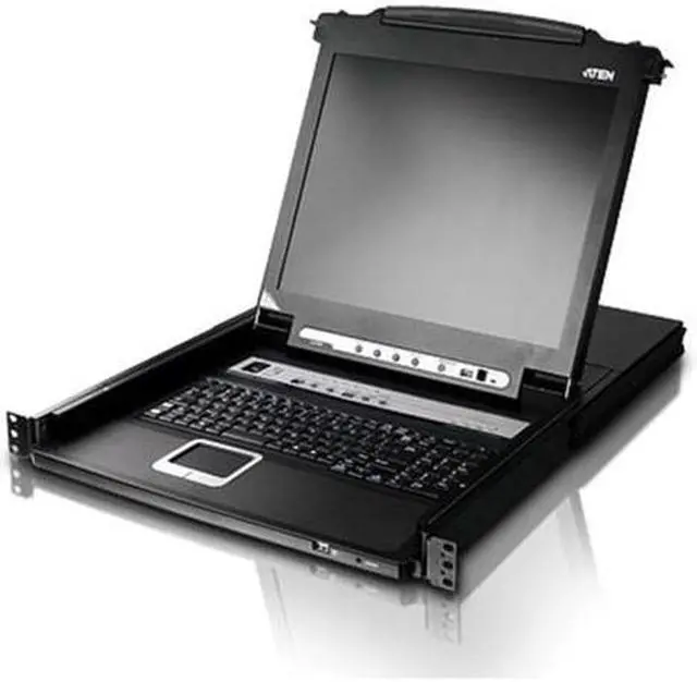 Alt view image 6 of 13 - Aten 8-Port Slideaway 19in. Single Rail LCD KVM Switch