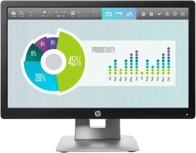 Alt view image 2 of 12 - HP EliteDisplay E202 20" HD+ 1600 x 900 HDMI DisplayPort VGA USB 2.0 Hub Anti-Glare LED Backlit IPS Monitor