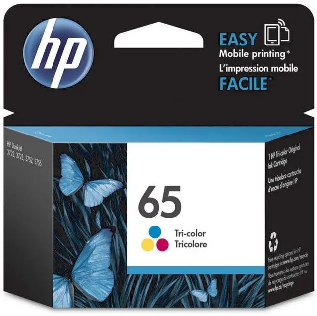 Alt view image 7 of 20 - HP 65 Tri-color Original Ink Cartridge, ~100 pages, N9K01AN#140