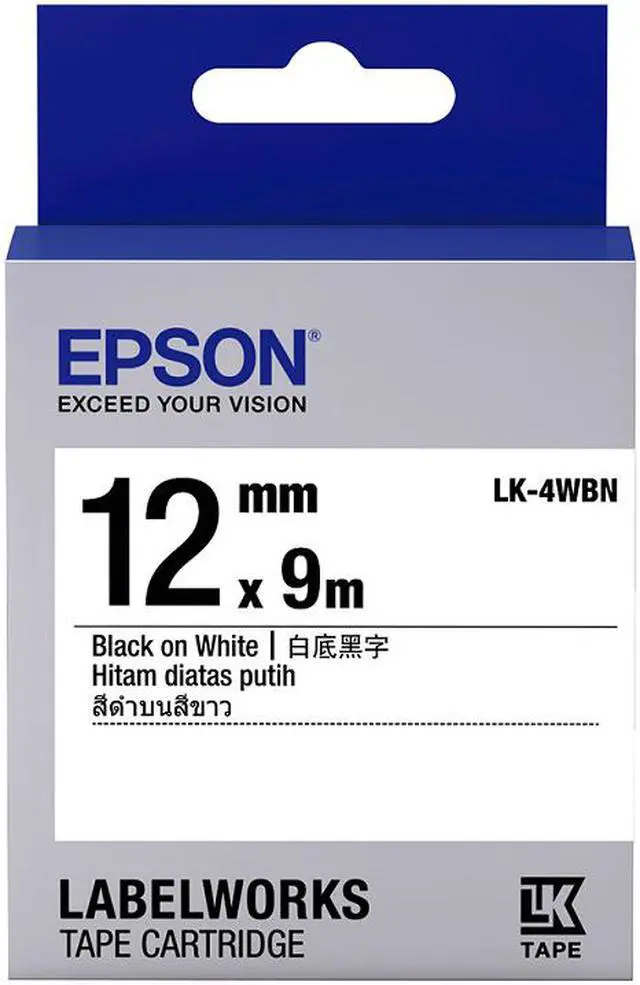 Alt view image 2 of 2 - Epson LabelWorks LK-4WBN Label Maker Tape 0.47"W Black On White