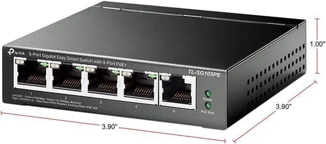 Alt view image 3 of 5 - NEW TP-Link TL-SG105PE 5-Port Gigabit Easy Smart Switch with 4-Port PoE+