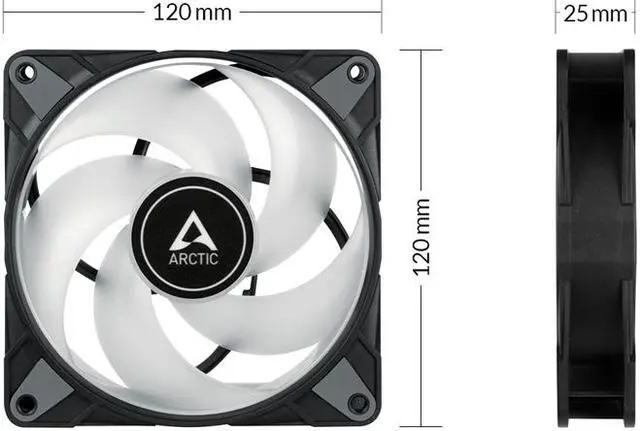 Alt view image 6 of 8 - Arctic 120 Fan P12 PWM PST RGB 0dB Semi-Passive with Analog RGB Model ACFAN00186A