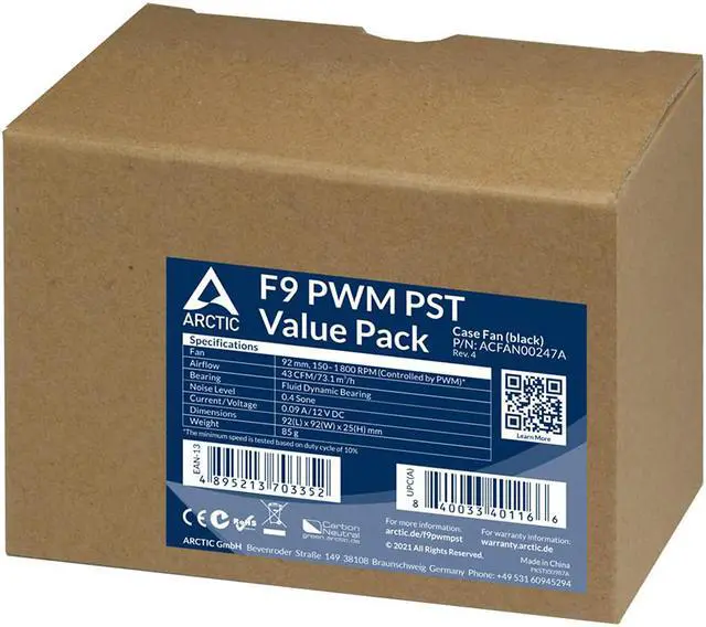 Alt view image 5 of 5 - ARCTIC 92 mm F9 PWM PST Value Pack 5 Pack Black Model ACFAN00247A