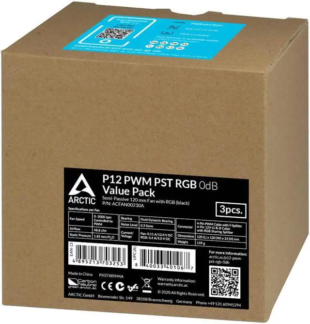 Alt view image 4 of 6 - ARCTIC 120 mm P12 PWM PST RGB 0dB value pack 
without controller case Fan Optimized for Static Pressure 3 Pack Model ACFAN00230A