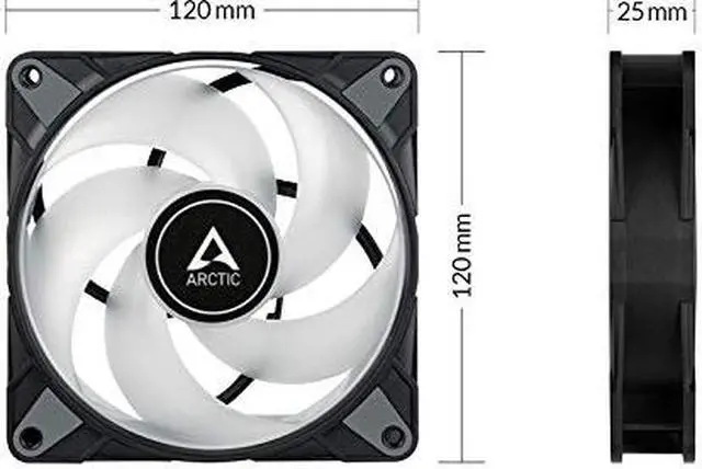 Alt view image 3 of 6 - ARCTIC 120 mm P12 PWM PST RGB 0dB value pack 
without controller case Fan Optimized for Static Pressure 3 Pack Model ACFAN00230A