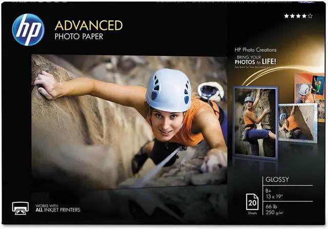 Main image of Hewlett-Packard CR696A Advanced Photo Paper, 66 lbs., Glossy, 13 x 19, 20 Sheets/Pack