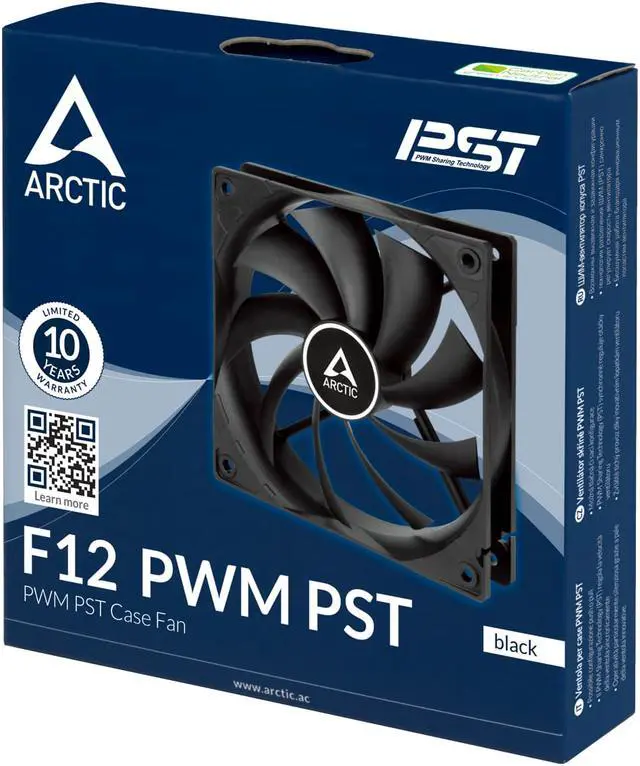 Alt view image 2 of 2 - Arctic F12 12cm PWM PST Case Fan, Black, 9 Blades, Fluid Dynamic, 230-1350 RPM, 6 Year Warranty