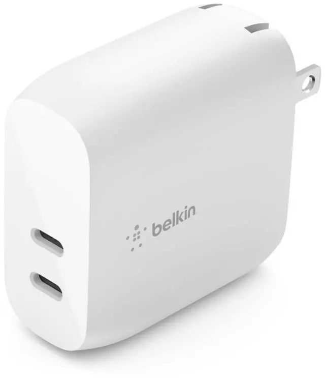 Main image of BELKIN WCB006dqWH BOOST CHARGE White Dual USB-C PD Wall Charger 40W