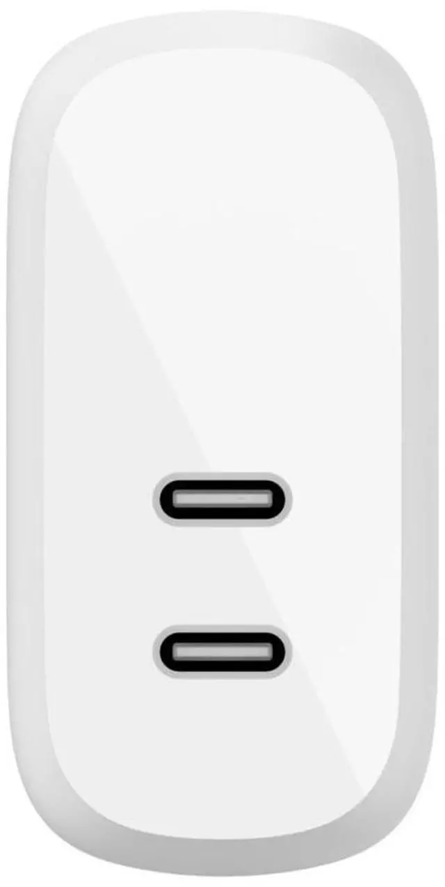 Alt view image 2 of 12 - BELKIN WCB006dqWH BOOST CHARGE White Dual USB-C PD Wall Charger 40W