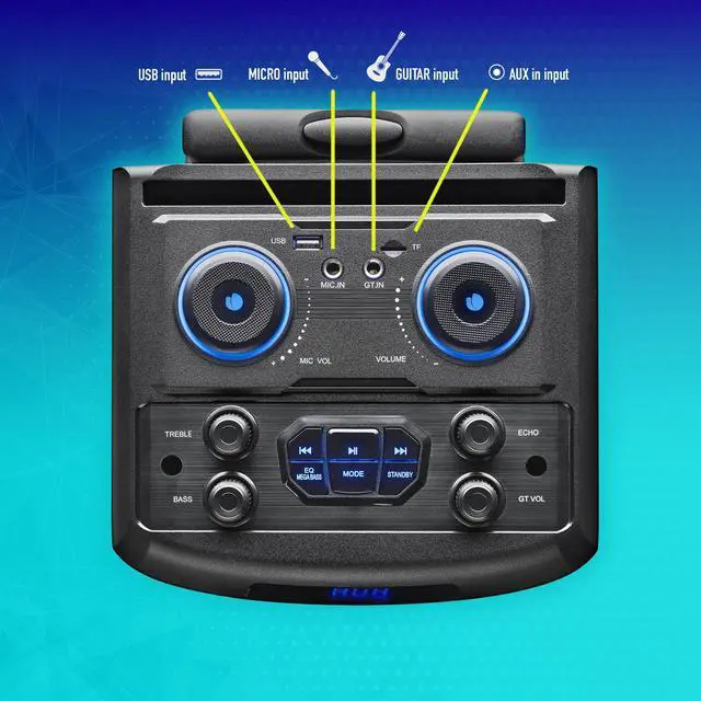 Alt view image 2 of 3 - NGS 300W Double 8" Woofer Wireless BT Speaker Built-in Battery- WILDDUB1
