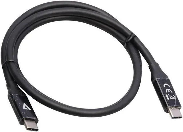 Alt view image 3 of 6 - V7 USB-C Male to USB-C Male Cable USB4 40 Gbps 5A 0.8m/2.6ft Black V7USB480CM