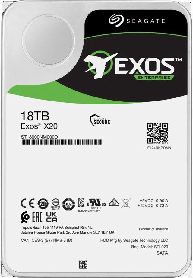 Alt view image 3 of 16 - Seagate Exos X20 ST18000NM000D 18TB 7200 RPM 256MB Cache SAS 12Gb/s 3.5" Internal Hard Drive