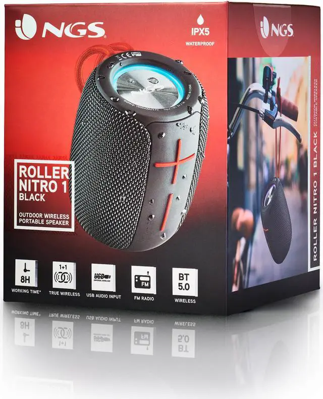 Alt view image 2 of 8 - NGS 10W Water Resistant Wireless BT Speaker Nitro 1 Black Model ROLLERNITRO1BLACK