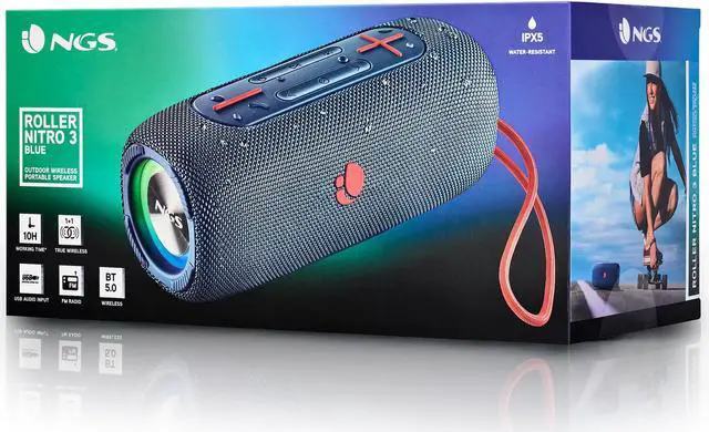 Alt view image 3 of 8 - NGS 30W Water Resistant Wireless BT Speaker Nitro 3 Blue Model ROLLERNITRO3BLUE