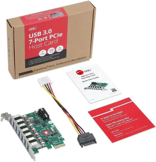 Alt view image 4 of 12 - SIIG 7 Port USB 3.0 PCIe Host Card UASP Mode