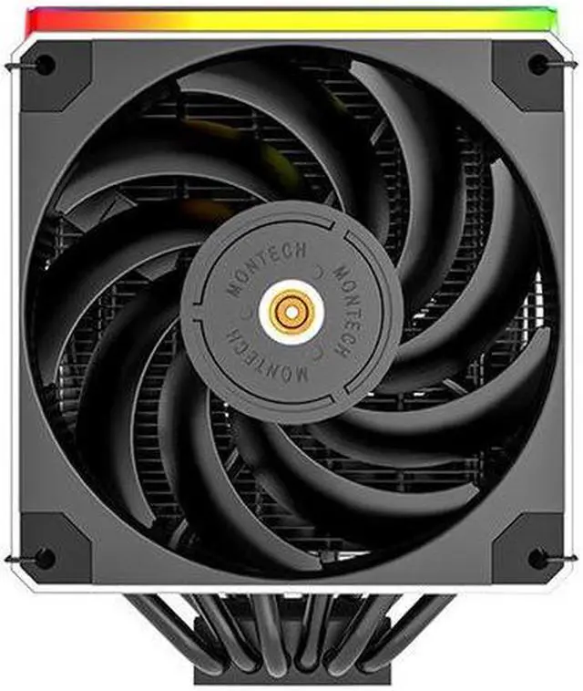 Alt view image 3 of 14 - Montech Metal DT24 Premium, High Performance Dual-Tower CPU Cooler, with 2X Metal 120 PWM Fans, ARGB Aluminum Top Cover, 270W TDP, Intel LGA 1851, 1700, 1200 / AMD AM5, AM4 Compatible -  All Black