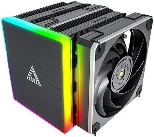 Alt view image 2 of 14 - Montech Metal DT24 Premium, High Performance Dual-Tower CPU Cooler, with 2X Metal 120 PWM Fans, ARGB Aluminum Top Cover, 270W TDP, Intel LGA 1851, 1700, 1200 / AMD AM5, AM4 Compatible -  All Black