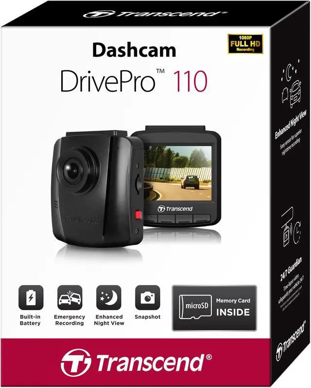 Alt view image 5 of 6 - Transcend 64GB DrivePro 110 Full HD 1080P 60fps Dashcam with Suction Mount TS-DP110M-64G