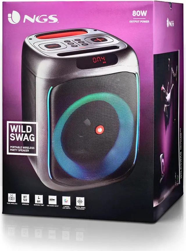 Alt view image 5 of 5 - NGS Wildswag, 80W Portable Wireless BT Speaker