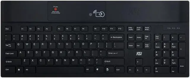 Alt view image 2 of 6 - KEY SOURCE INTERNATIONAL 104 USB KB W/RFID DUAL FREQ READER & CLEANING BUTTON