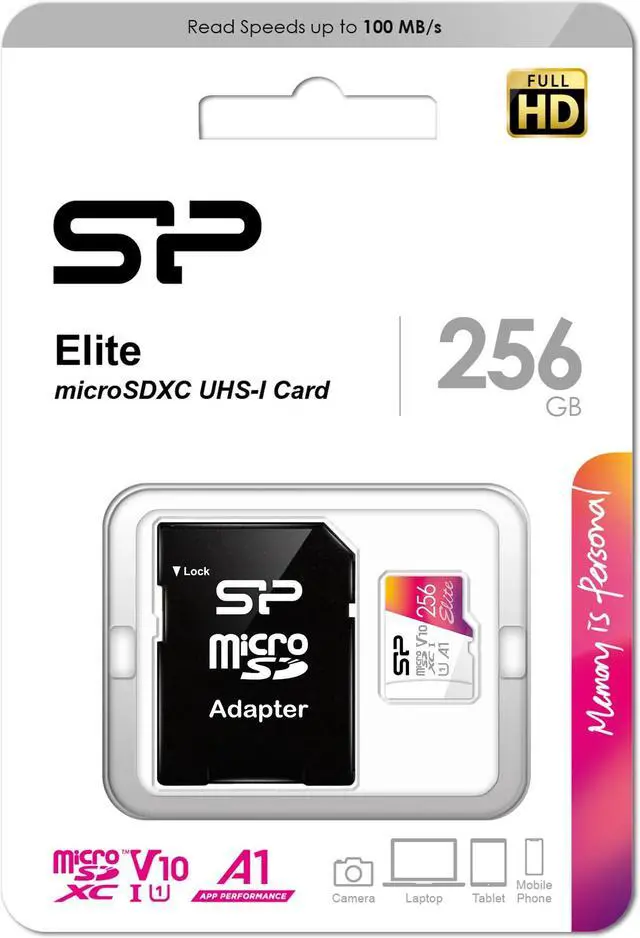 Alt view image 3 of 3 - Silicon Power Elite microSDXC 256GB  CL10 UHS-1 Full HD 100MB/sec Memory Card w/Adapter Modle