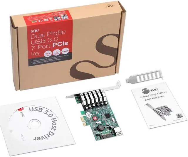 Alt view image 3 of 3 - SIIG DP USB 3.0 7-Port PCIe I/E Modle JU-P70011-S1