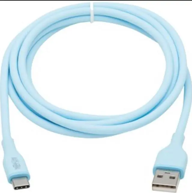 Main image of TRIPP LITE SAFE-IT USB-A TO USB C CABLE ANTIBACTERIAL LIGHT BLUE M/M 3FT - U038AB-003-S-LB