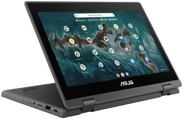 Alt view image 2 of 4 - ASUS Chromebook Flip CR1 CR1100FKA-YZ184T - Flip design - Intel Celeron N5100 / 1.1 GHz - Chrome OS - UHD Graphics - 8 GB RAM - 64 GB eMMC - 11.6" touchscreen 1366 x 768 (HD) - Wi-Fi 6 - dark gray