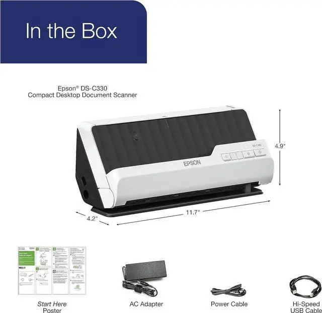 Alt view image 2 of 3 - Epson DS-C330 Sheetfed Scanner - 600 dpi Optical - 10-bit Color - 30 ppm (Mono) - 30 ppm (Color) - Duplex Scanning - USB Model B11B272201