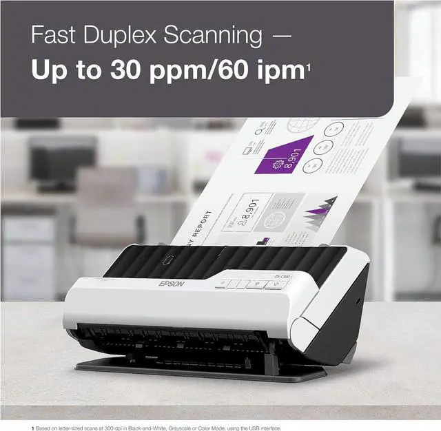 Alt view image 3 of 3 - Epson DS-C330 Sheetfed Scanner - 600 dpi Optical - 10-bit Color - 30 ppm (Mono) - 30 ppm (Color) - Duplex Scanning - USB Model B11B272201