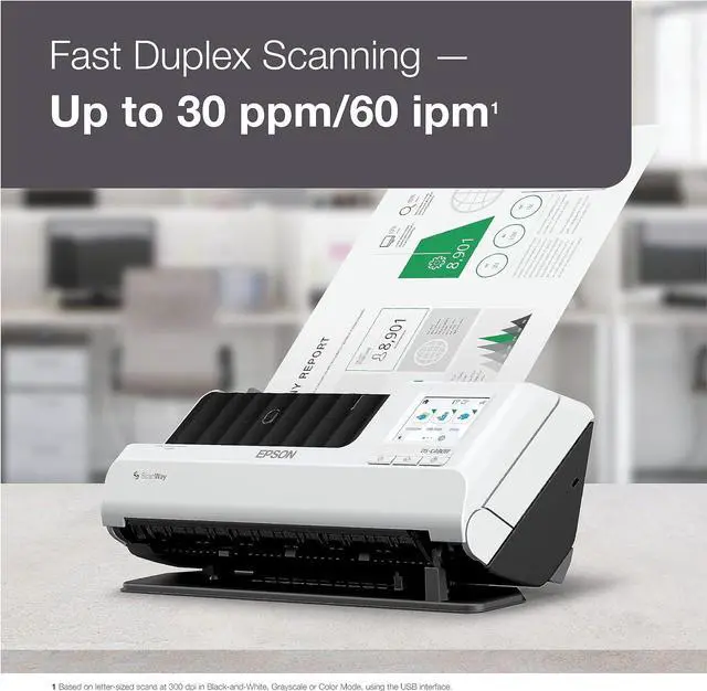 Alt view image 2 of 3 - Epson DS-C480W Sheetfed Scanner - 600 dpi Optical - 10-bit Color - 30 ppm (Mono) - 30 ppm (Color) - Duplex Scanning - US Desktop Document Scanner with Auto Document Feeder (ADF) ModelB11B269202