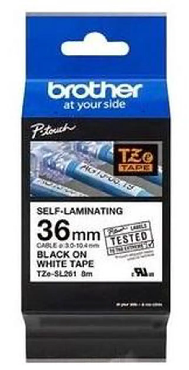 Alt view image 2 of 6 - Brother Self-Laminating Tape 1 27/64" Width Rectangle Water Resistant Black on White