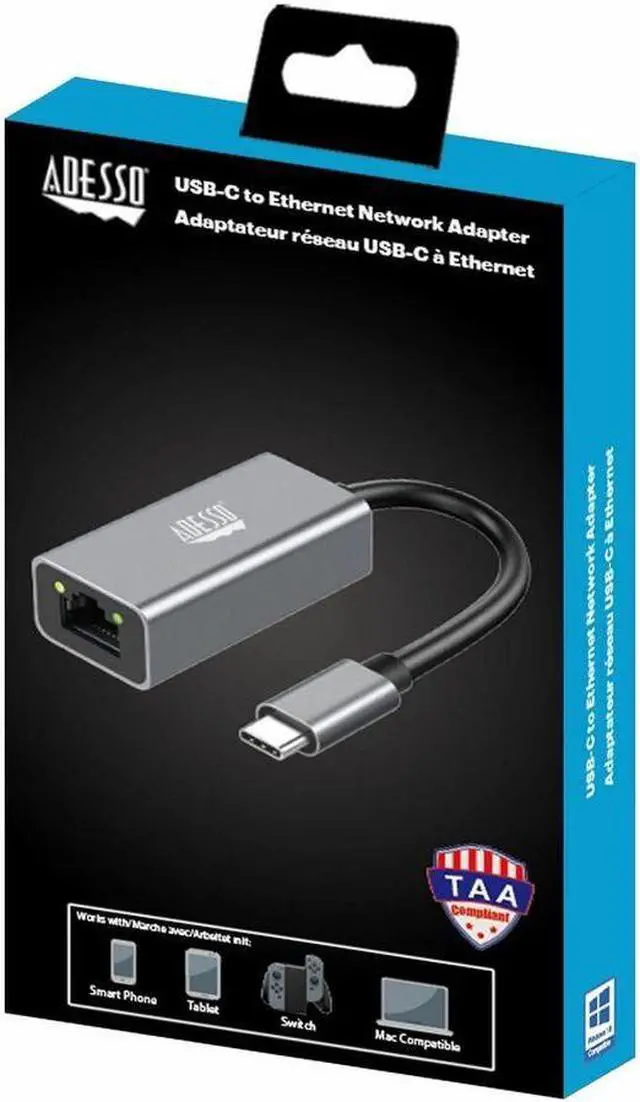 Alt view image 4 of 6 - Adesso USB-C to Ethernet Network Adapter Model AUH-5100