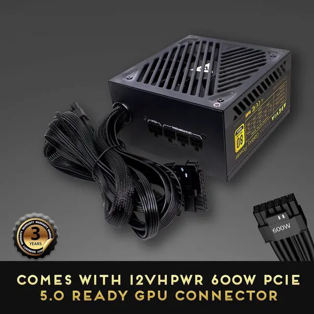Alt view image 2 of 5 - Apevia Galaxy ATX-GX850W PCIE5.0 - Power supply (internal) - ATX12V 2.3 - 80 PLUS Gold - AC 115-230 V - 850 Watt - active PFC - black sand blasted
